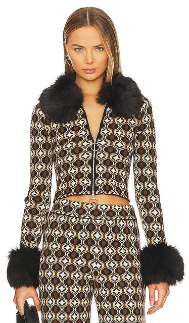 Show Me Your Mumu Zermatt Zip Up in Brown - Montrez-moi votre fermeture éclair Mumu Zermatt en marron - 给我看看你的 Mumu Zermatt 棕色拉链拉链 - Zeig mir deinen Mumu Zermatt Zip Up in Braun - Show Me Your Mumu 체르마트 브라운 컬러의 집업 - Mostrami la tua cerniera Mumu Zermatt in marrone