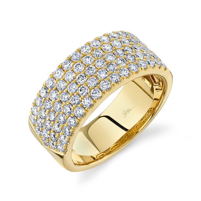Shy Creation 1 1/2ctw Diamond Pave Multi-Row Yellow Gold Band Ring