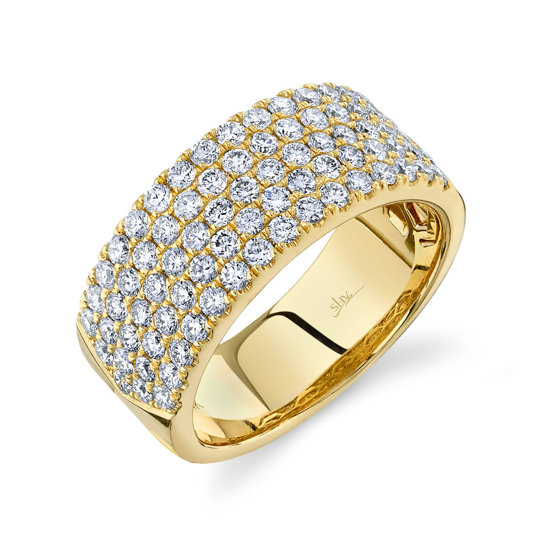 Shy Creation 1 1/2ctw Diamond Pave Multi-Row Yellow Gold Band Ring