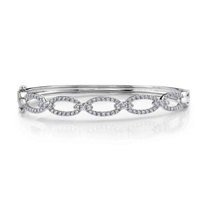 Shy Creation 1 1/8ctw Diamond Link White Gold Bangle Bracelet