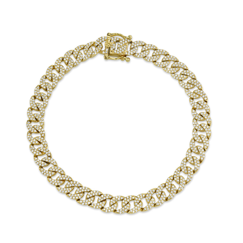 Shy Creation 1 5/8ctw Diamond Pave Yellow Gold Link Bracelet