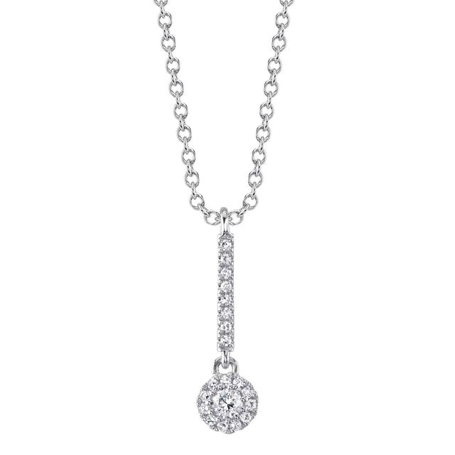 Shy Creation 1/10ctw Diamond Halo White Gold Pendant Necklace