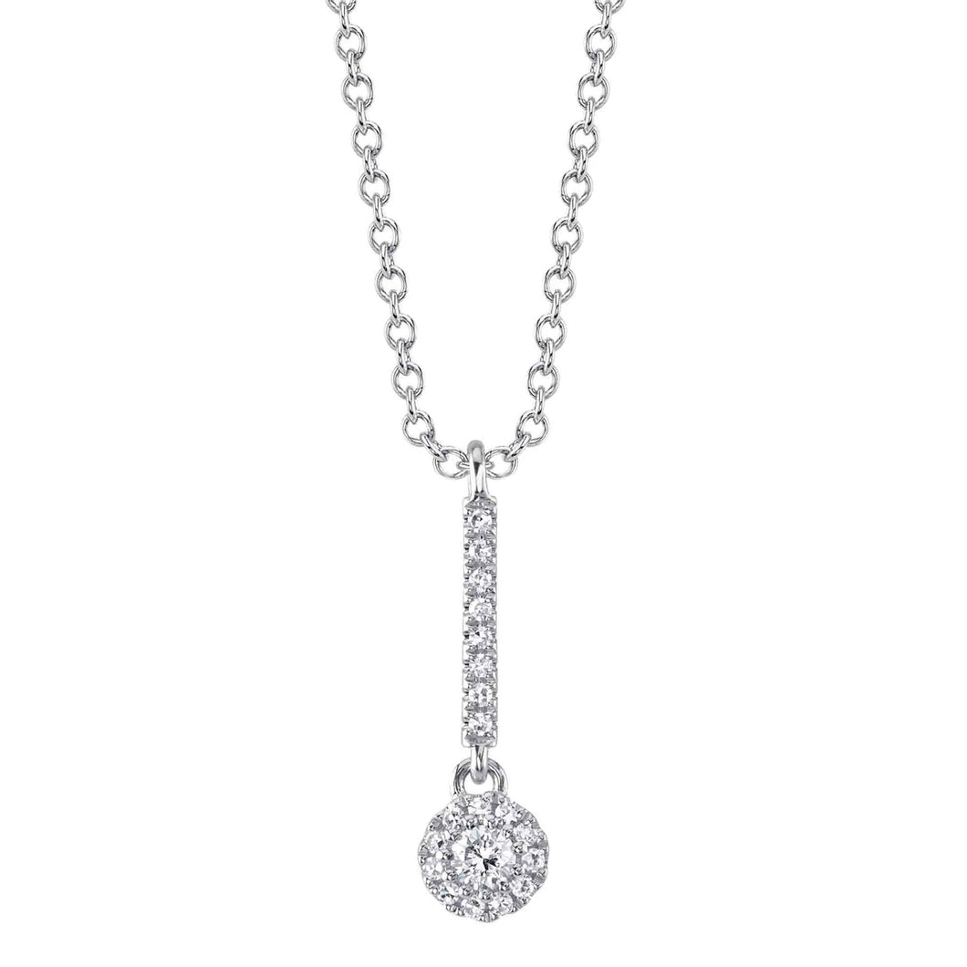 Shy Creation 1/10ctw Diamond Halo White Gold Pendant Necklace