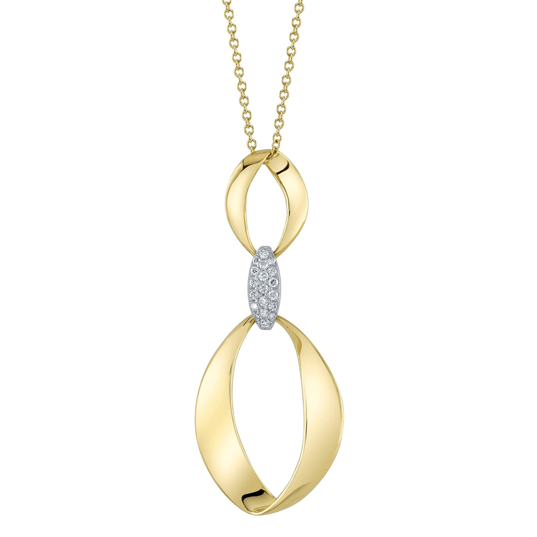 Shy Creation 1/10ctw Diamond Mobius Loop Two-Tone Pendant Necklace