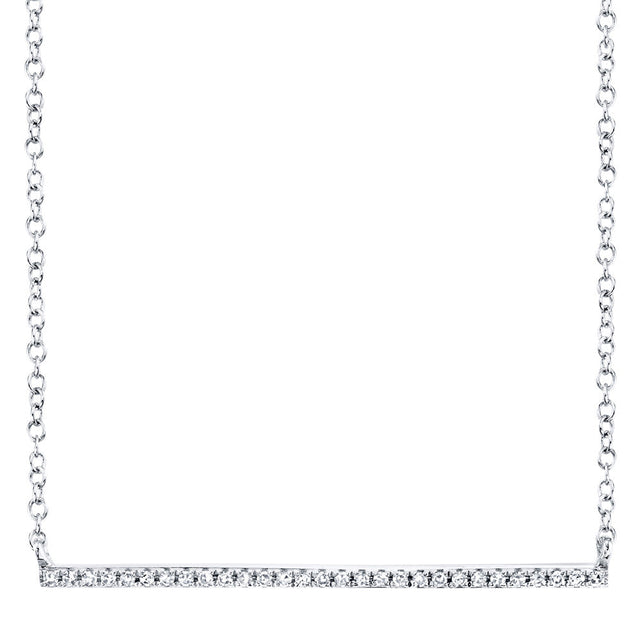Shy Creation 1/15ctw Diamond White Gold Bar Necklace