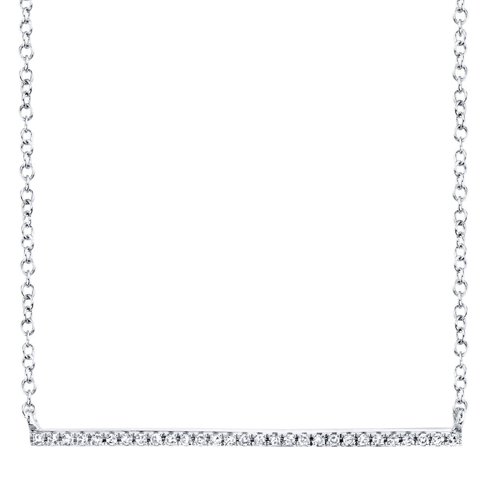 Shy Creation 1/15ctw Diamond White Gold Bar Necklace
