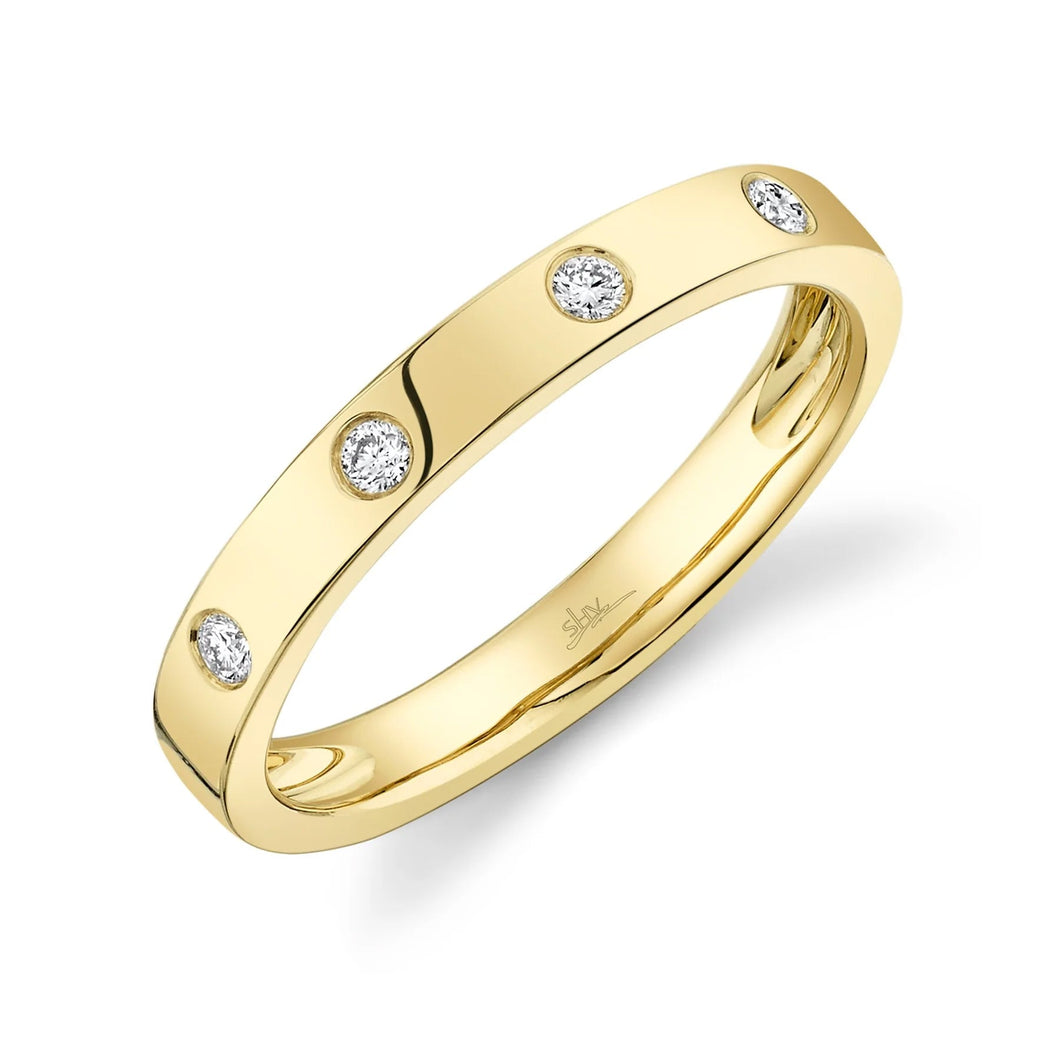 Shy Creation 1/15ctw Diamond Yellow Gold Band Ring