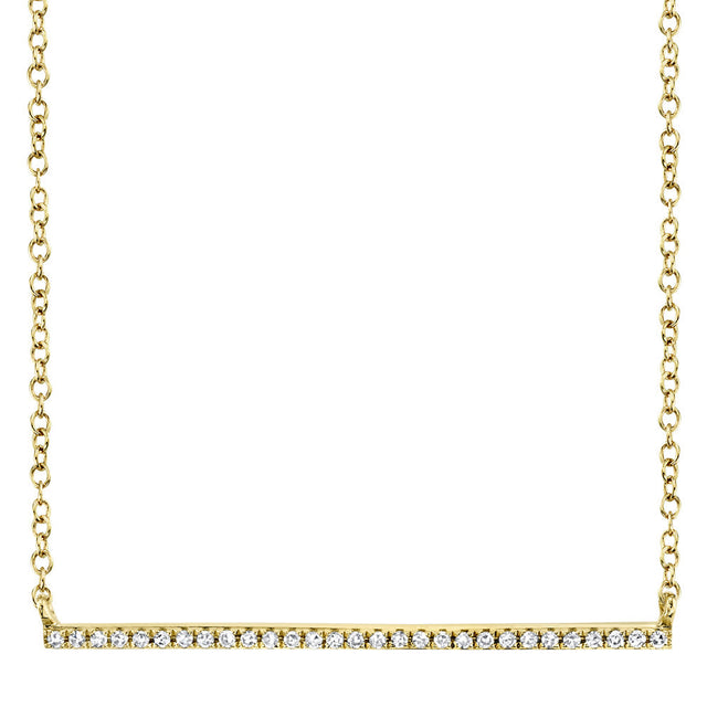 Shy Creation 1/15ctw Diamond Yellow Gold Bar Necklace