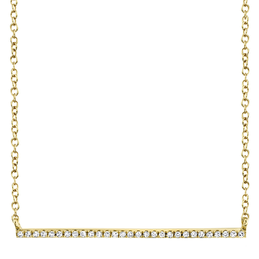 Shy Creation 1/15ctw Diamond Yellow Gold Bar Necklace