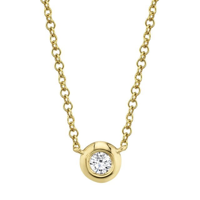 Shy Creation 1/20ct Round Diamond Bezel Yellow Gold Necklace