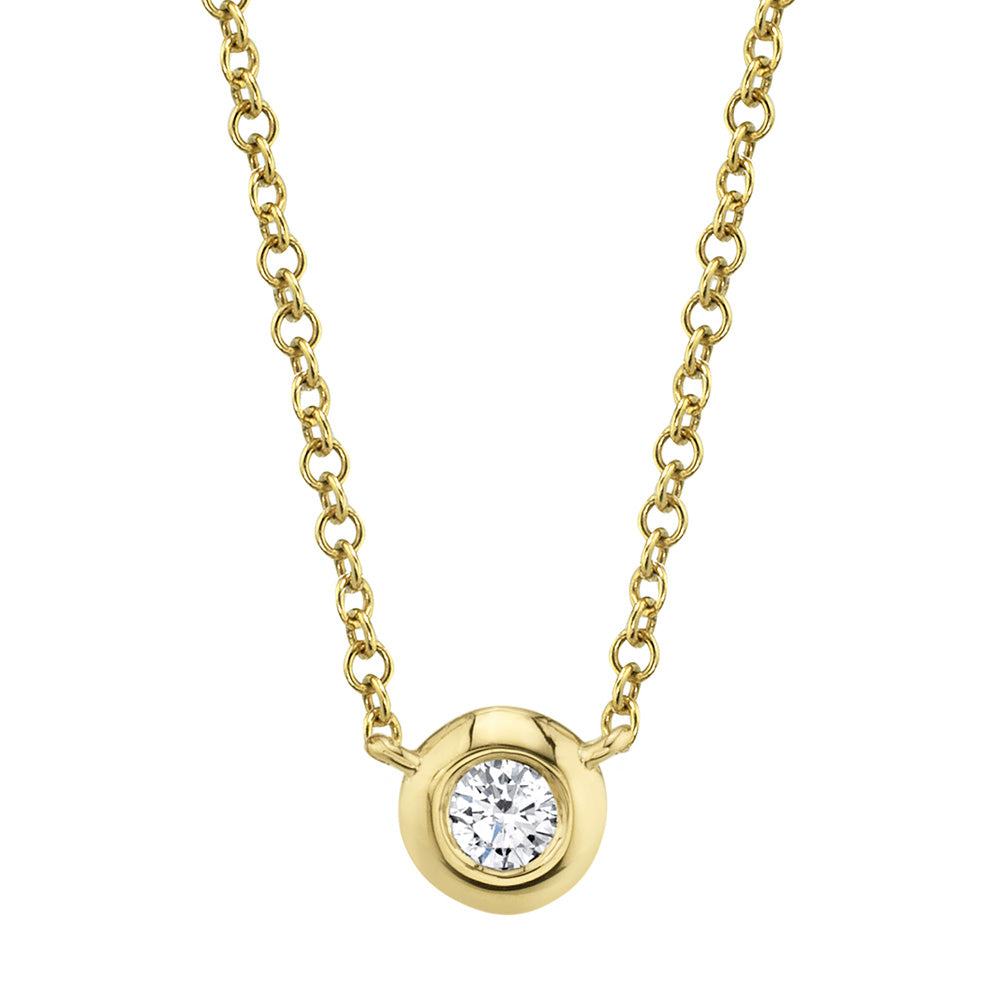 Shy Creation 1/20ct Round Diamond Bezel Yellow Gold Necklace