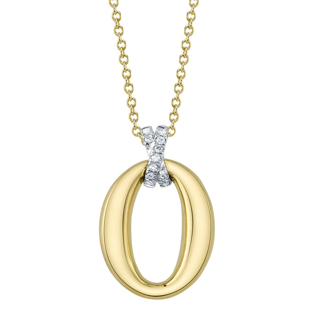 Shy Creation 1/20ctw Diamond Oval Two-Tone Gold Pendant Necklace
