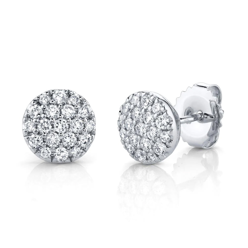 Shy Creation 1/2ctw Diamond Circle White Gold Stud Earrings