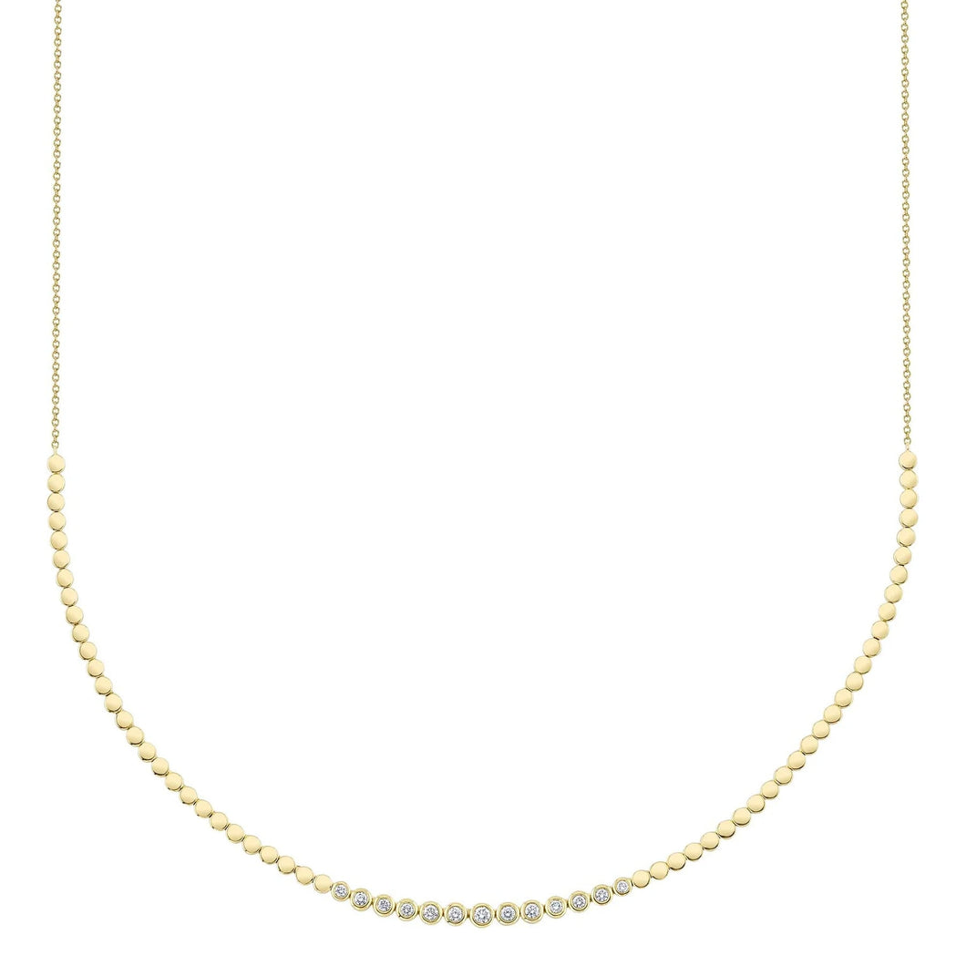 Shy Creation 1/2ctw Diamond Yellow Gold Bezel Necklace