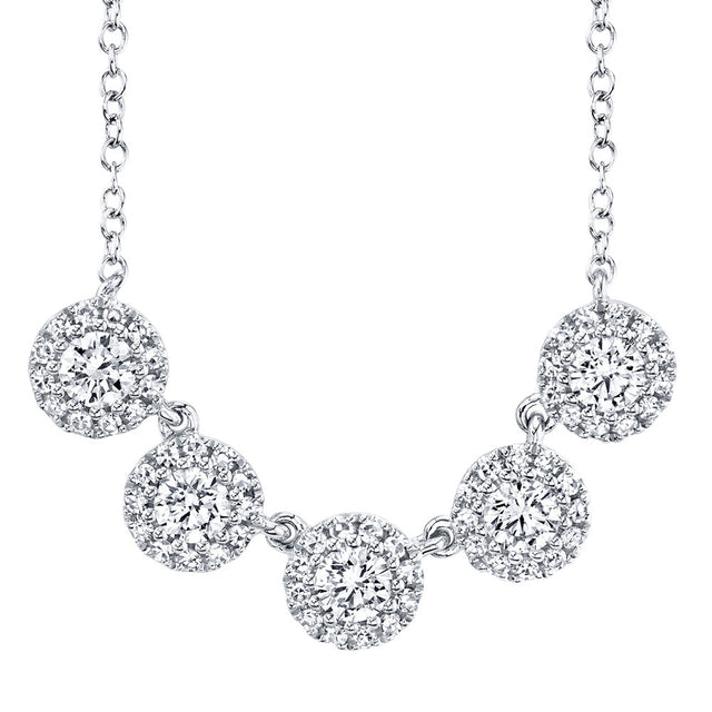 Shy Creation 1/2ctw Round Diamond Halo White Gold Necklace