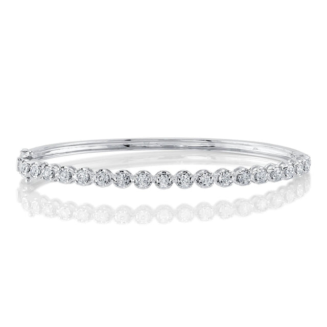 Shy Creation 1/2ctw Round Diamond White Gold Bangle Bracelet