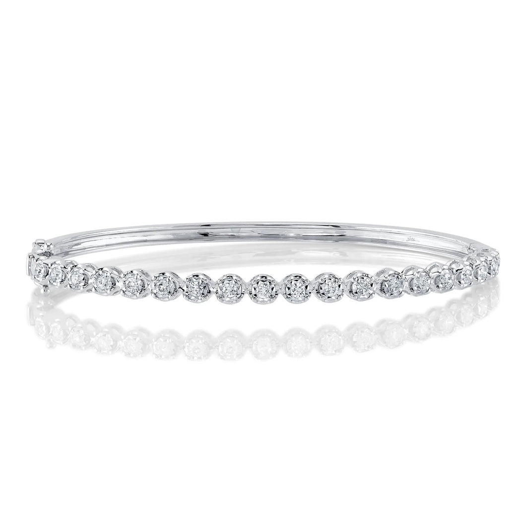 Shy Creation 1/2ctw Round Diamond White Gold Bangle Bracelet