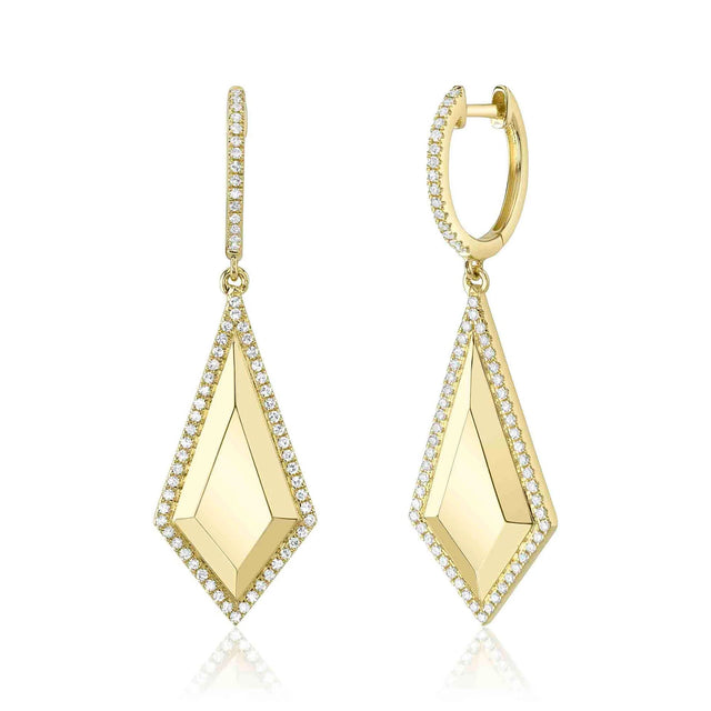 Shy Creation 1/3ctw Diamond Geo Cut Yellow Gold Drop Earrings