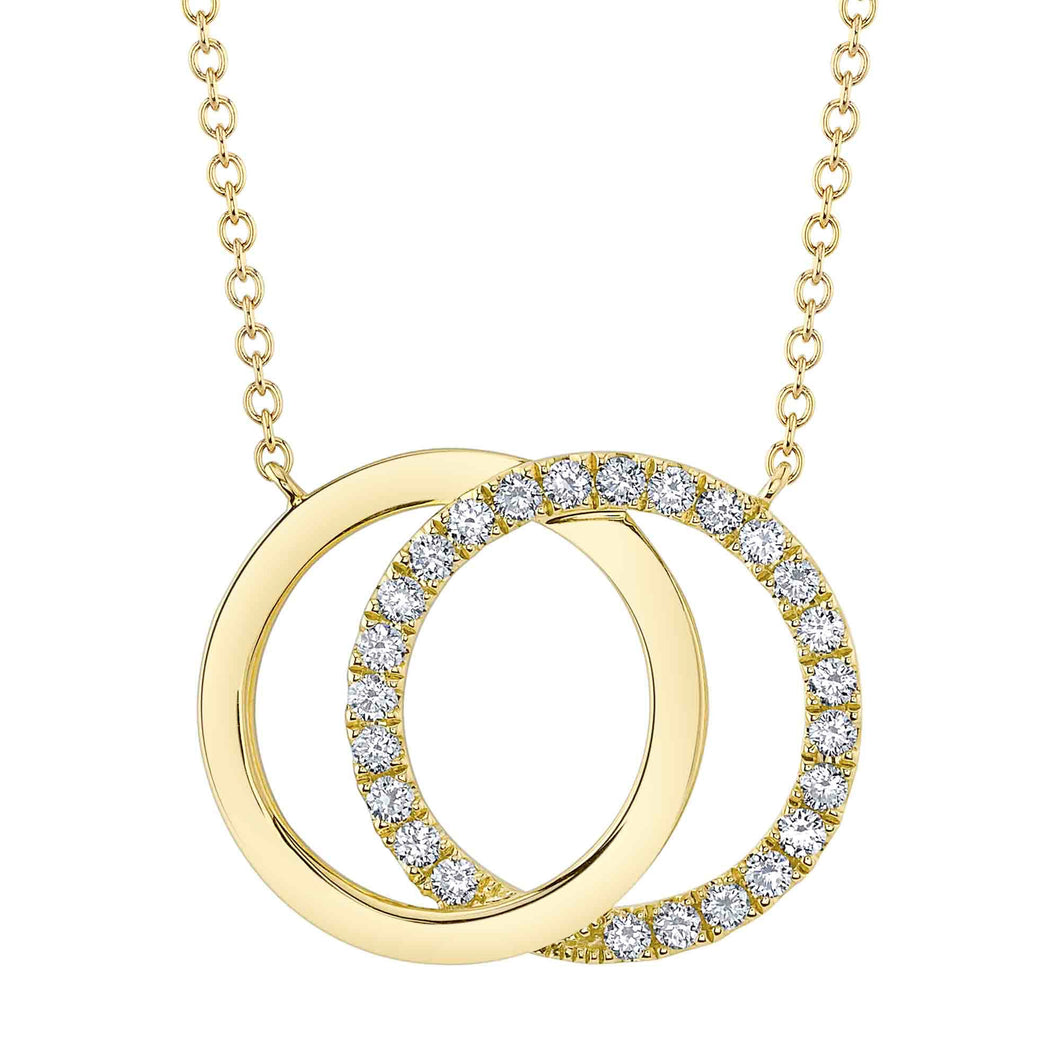 Shy Creation 1/3ctw Diamond Love Knot Circle Yellow Gold Necklace