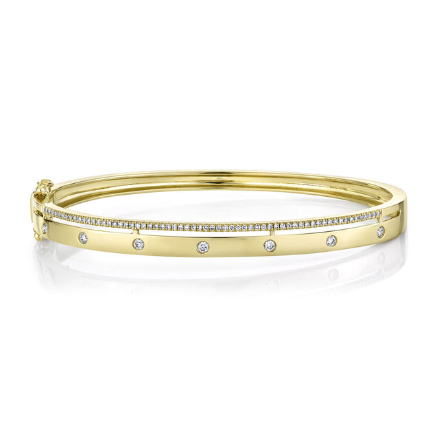 Shy Creation 1/3ctw Diamond Yellow Gold Bangle Bracelet