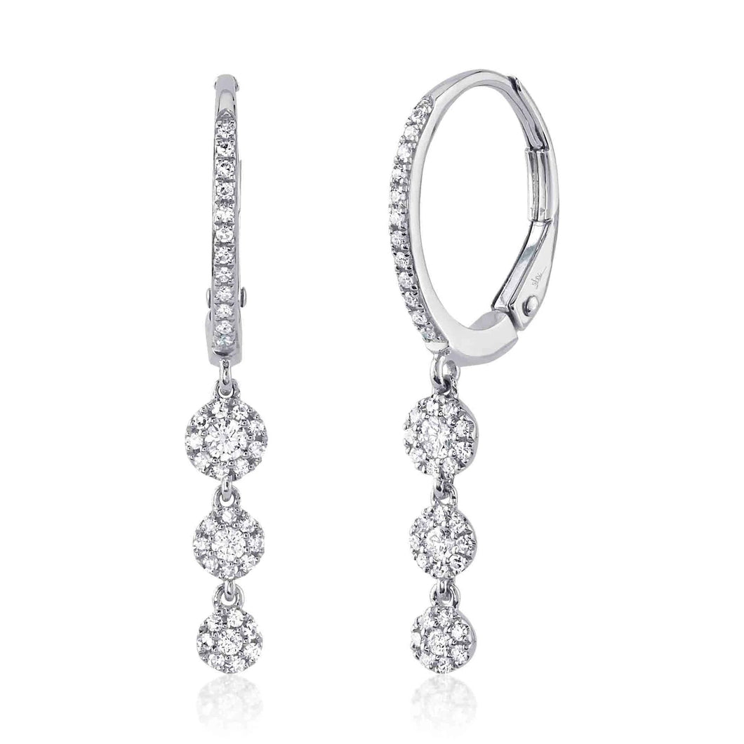 Shy Creation 1/3ctw Round Diamond White Gold Drop Hoop Earrings