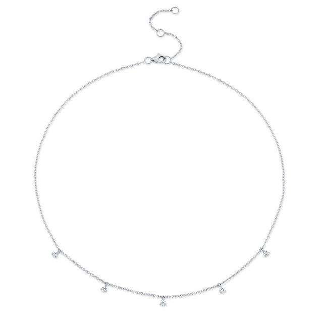 Shy Creation 1/3ctw Round Diamond White Gold Station Necklace