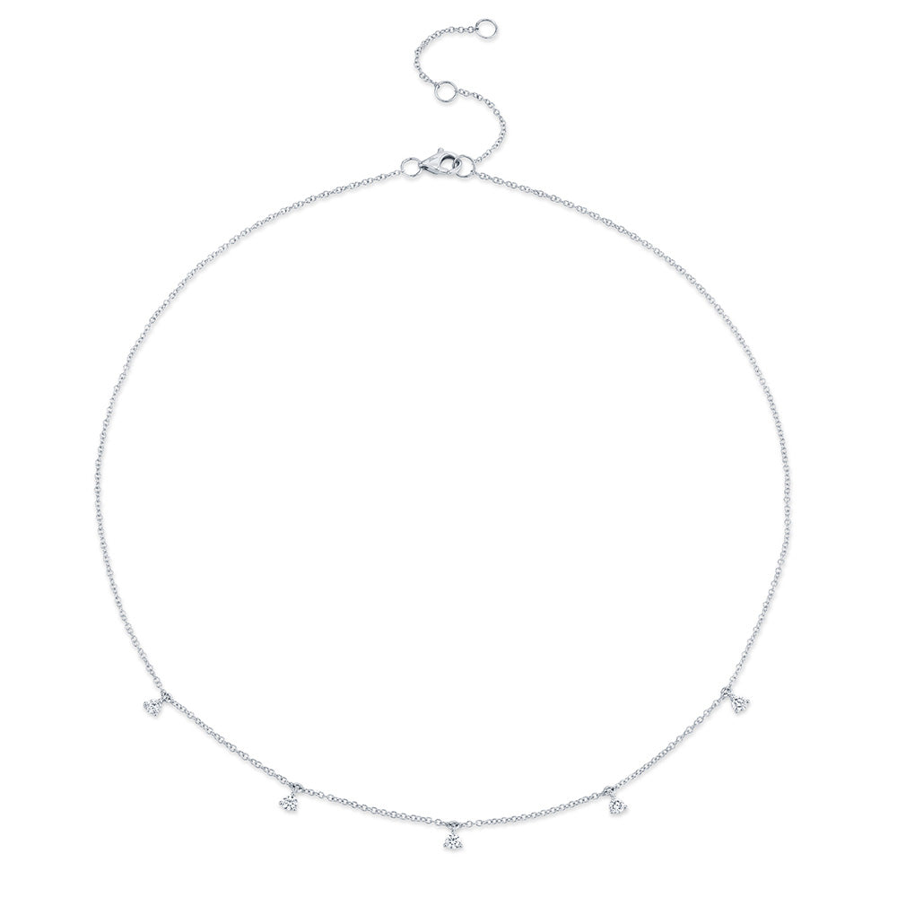 Shy Creation 1/3ctw Round Diamond White Gold Station Necklace