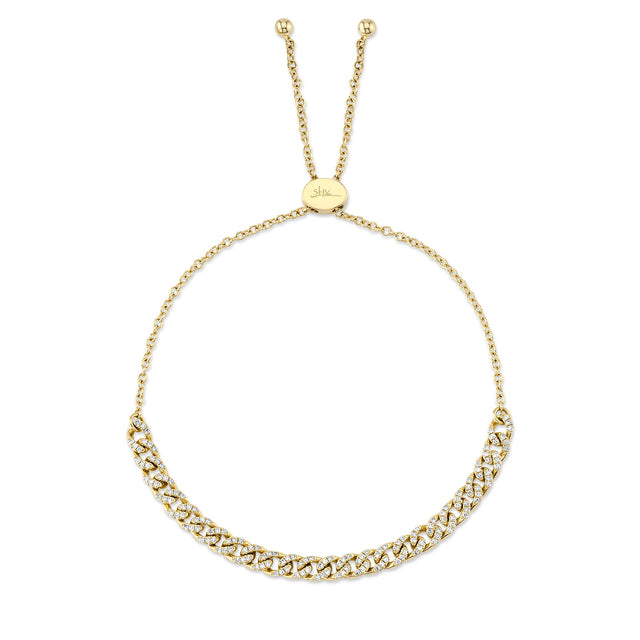 Shy Creation 1/3ctw Round Diamond Yellow Gold Link Bolo Bracelet