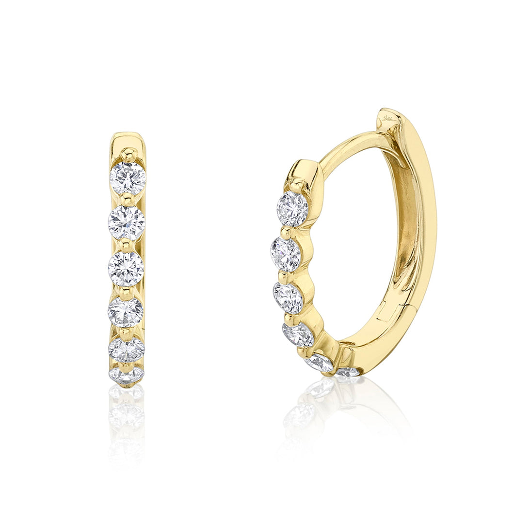 Shy Creation 1/4ctw Diamond Yellow Gold Oval Huggie Hoop Earrings