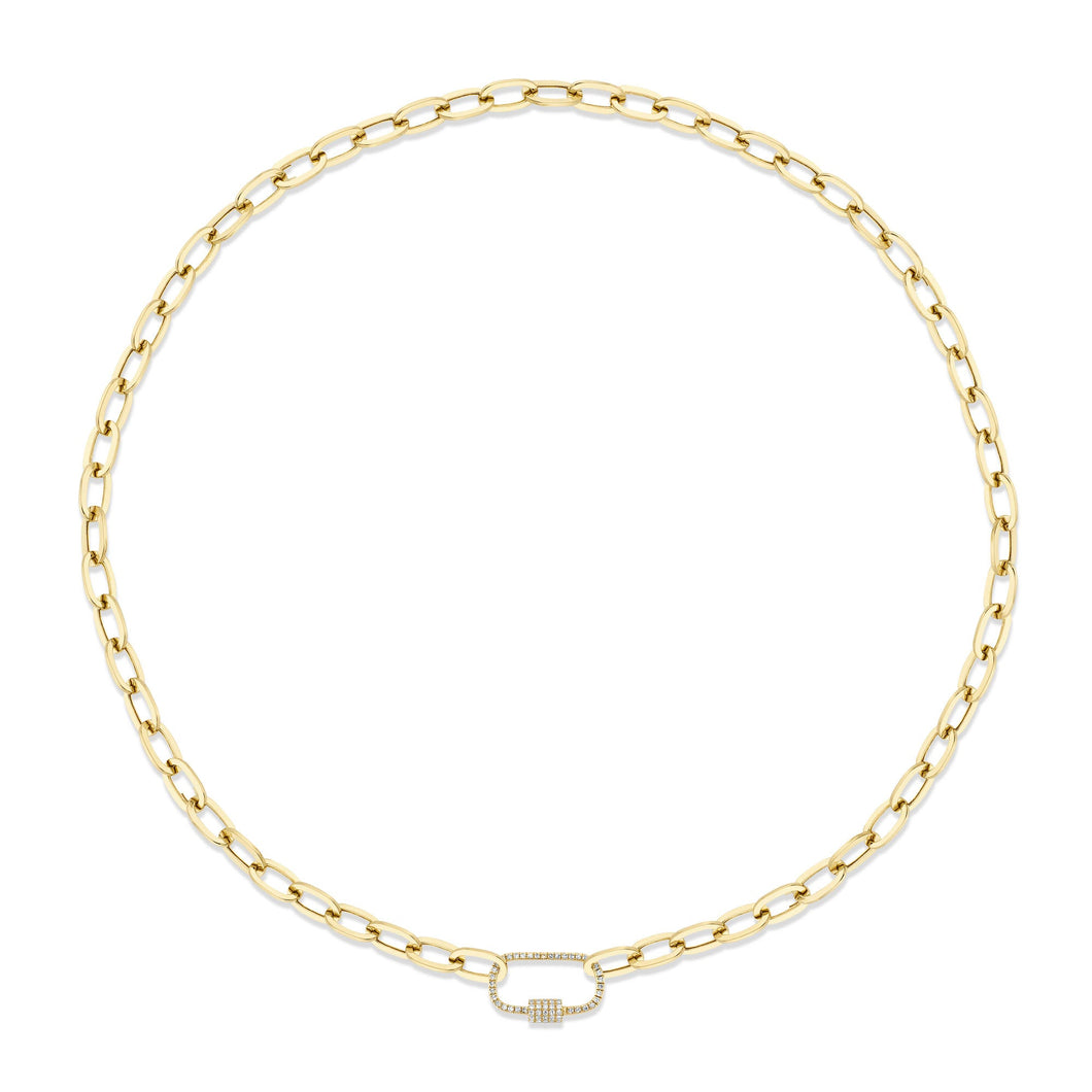 Shy Creation 1/4ctw Diamond Yellow Gold Paperclip Link Necklace