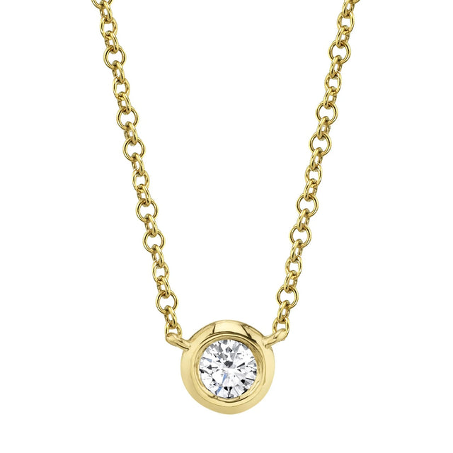 Shy Creation 1/5ct Round Diamond Bezel Yellow Gold Necklace