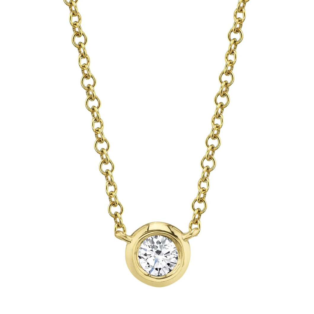 Shy Creation 1/5ct Round Diamond Bezel Yellow Gold Necklace