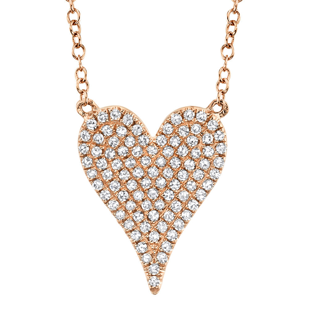 Shy Creation 1/5ctw Diamond Heart Rose Gold Pendant Necklace