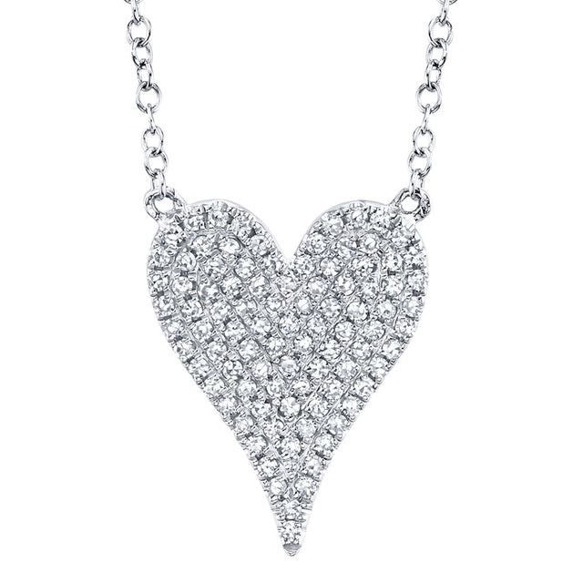 Shy Creation 1/5ctw Diamond Heart White Gold Pendant Necklace
