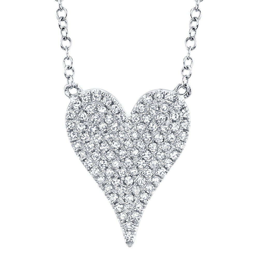 Shy Creation 1/5ctw Diamond Heart White Gold Pendant Necklace