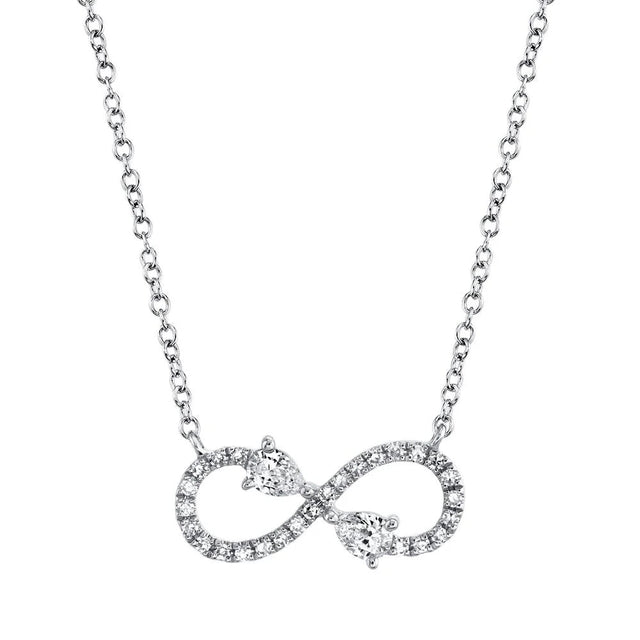 Shy Creation 1/5ctw Diamond Infinity White Gold Pendant Necklace