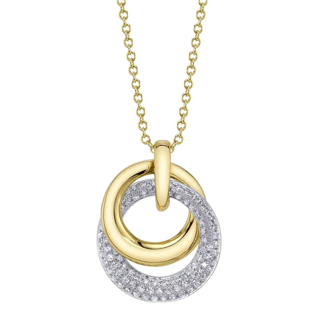 Shy Creation 1/5ctw Diamond Two-Tone Gold Circle Pendant Necklace