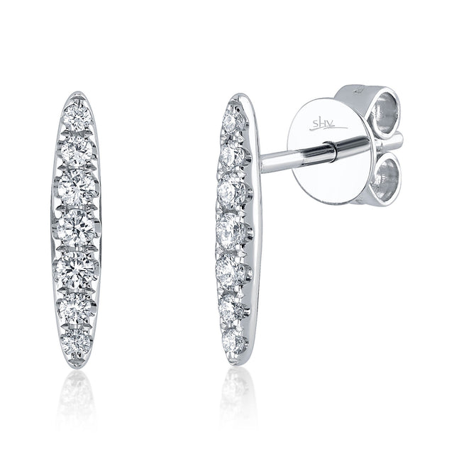 Shy Creation 1/5ctw Diamond White Gold Bar Stud Earrings