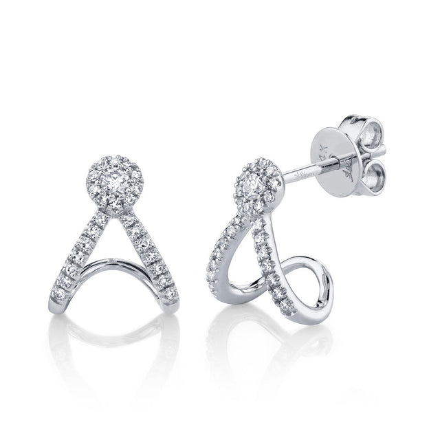 Shy Creation 1/5ctw Diamond Wraparound White Gold Earrings
