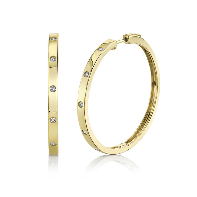 Shy Creation 1/5ctw Diamond Yellow Gold Hoop Earrings