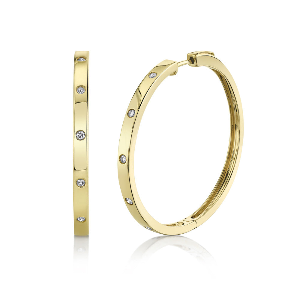Shy Creation 1/5ctw Diamond Yellow Gold Hoop Earrings