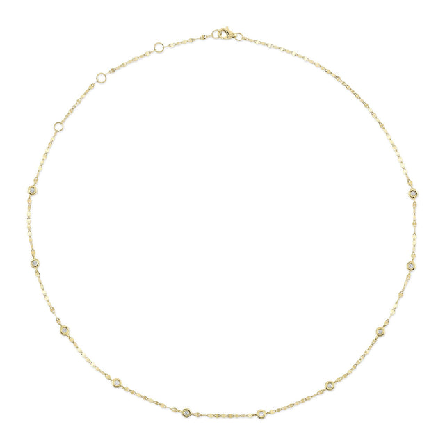 Shy Creation 1/5ctw Diamonds by the Yard Yellow Gold Necklace