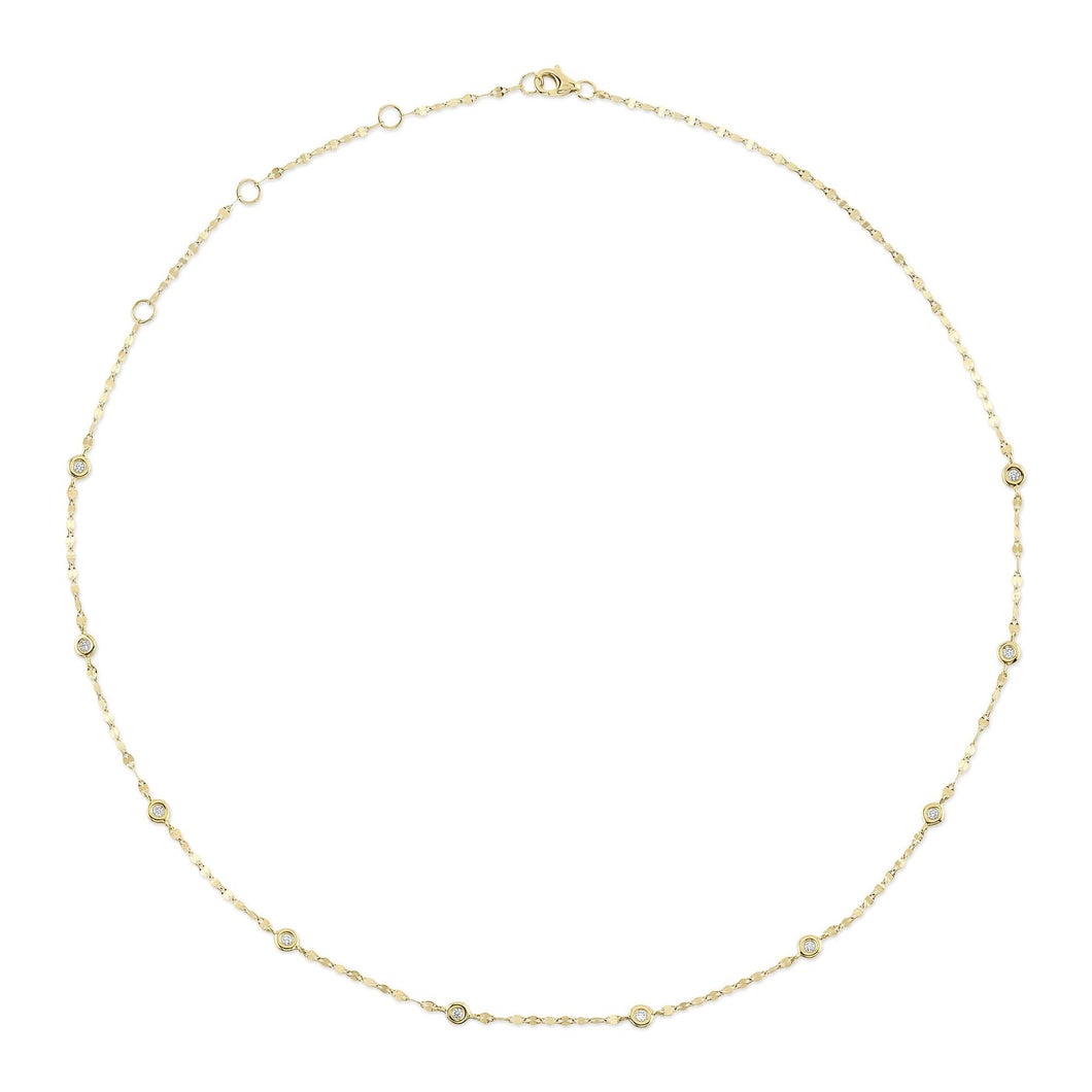 Shy Creation 1/5ctw Diamonds by the Yard Yellow Gold Necklace
