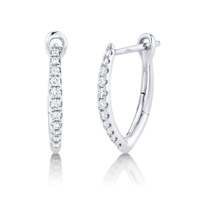Shy Creation 1/6ctw Diamond White Gold Hoop Earrings