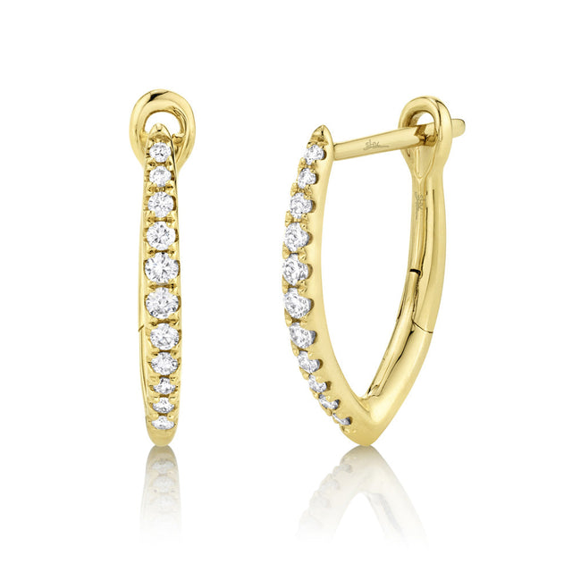 Shy Creation 1/6ctw Diamond Yellow Gold Hoop Earrings