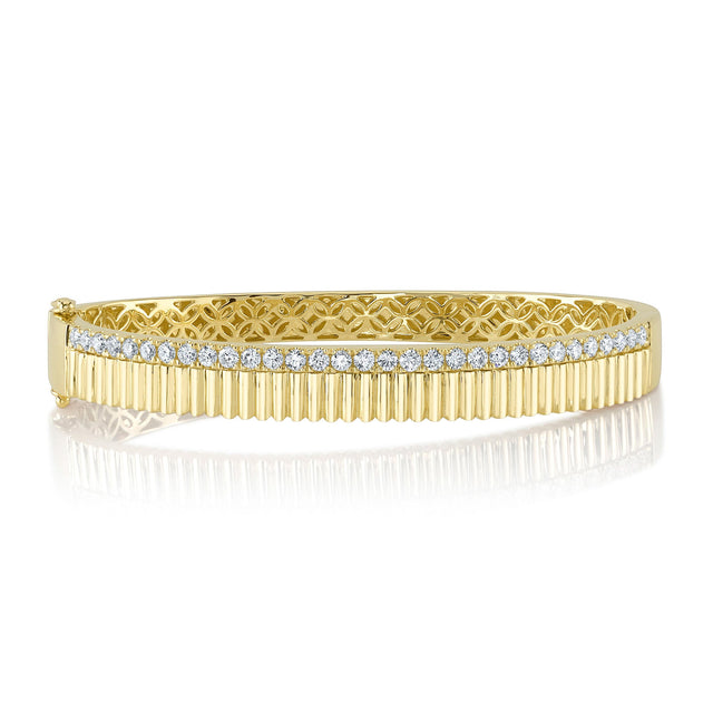 Shy Creation 1ctw Diamond Vintage-Inspired Yellow Gold Bangle Bracelet