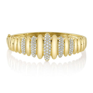 Shy Creation 2 1/5ctw Diamond Yellow Gold Bangle Bracelet