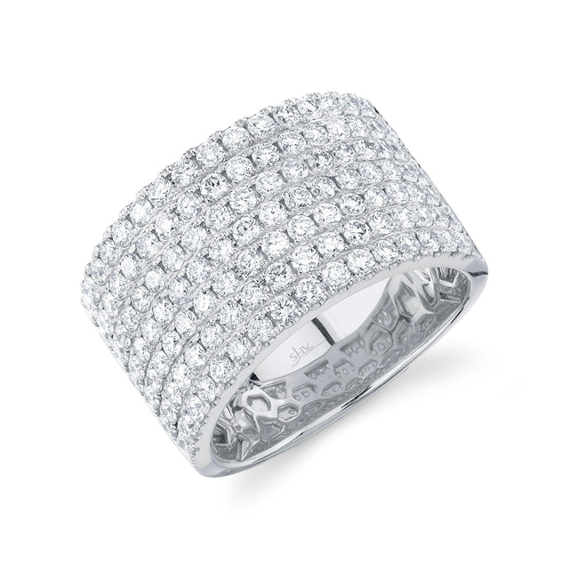 Shy Creation 2 1/8ctw Diamond Pave Multi-Row White Gold Band Ring