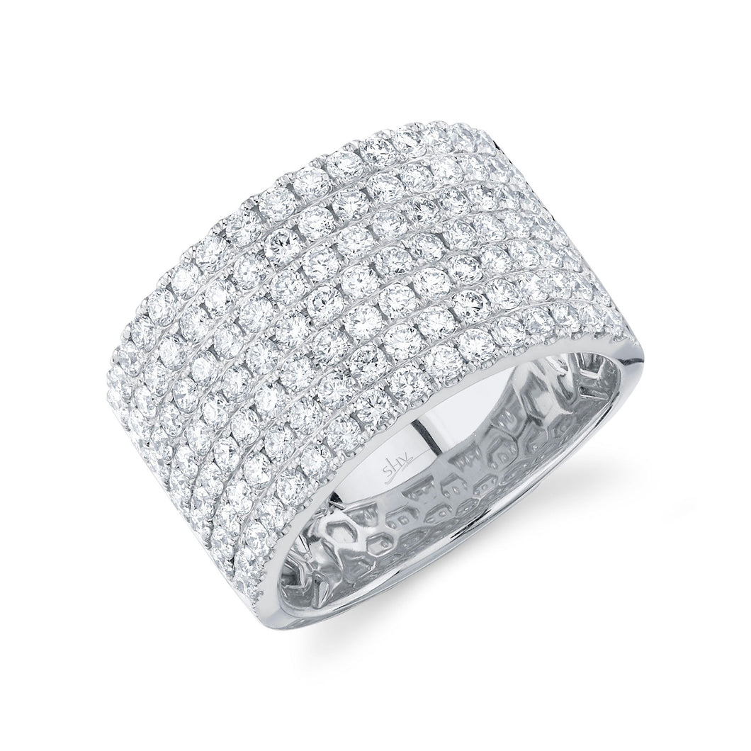 Shy Creation 2 1/8ctw Diamond Pave Multi-Row White Gold Band Ring