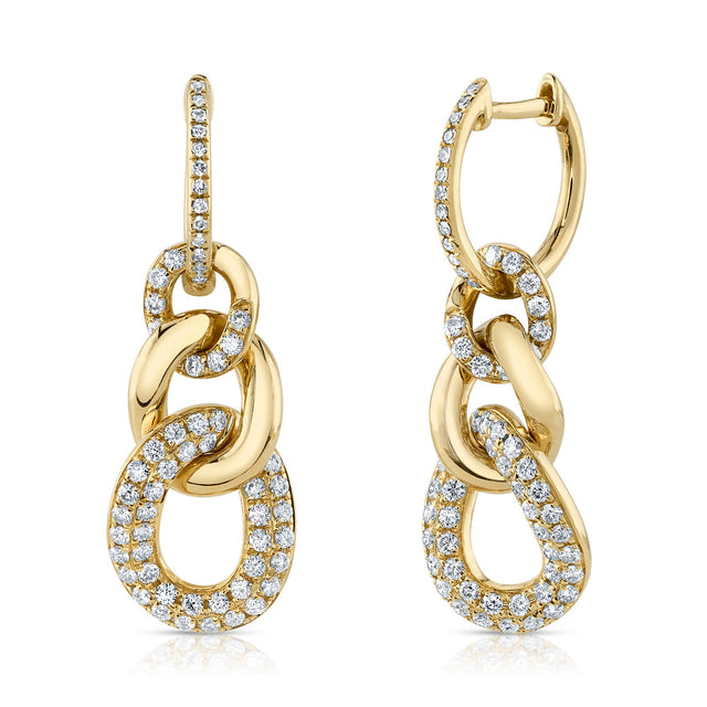Shy Creation 3/4ctw Diamond Link Yellow Gold Drop Earrings